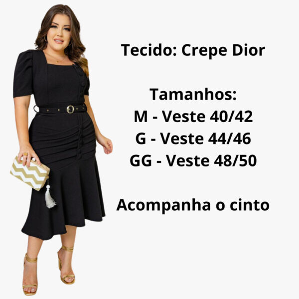 Vestido Midi Feminino Plus Size Sereia Com Cinto - Imagem 4
