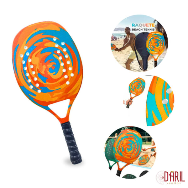 Raquete De Beach Tennis Camewin Profissional Com Bolsa Em Carbono e Fibra Vidro - Imagem 5