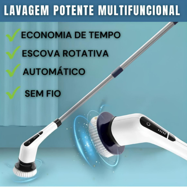 Esfregão Elétrico 9 Em 1 Sem fio Escova De Limpeza Pesada Multiuso 360 Recarregável Giratória - Imagem 2
