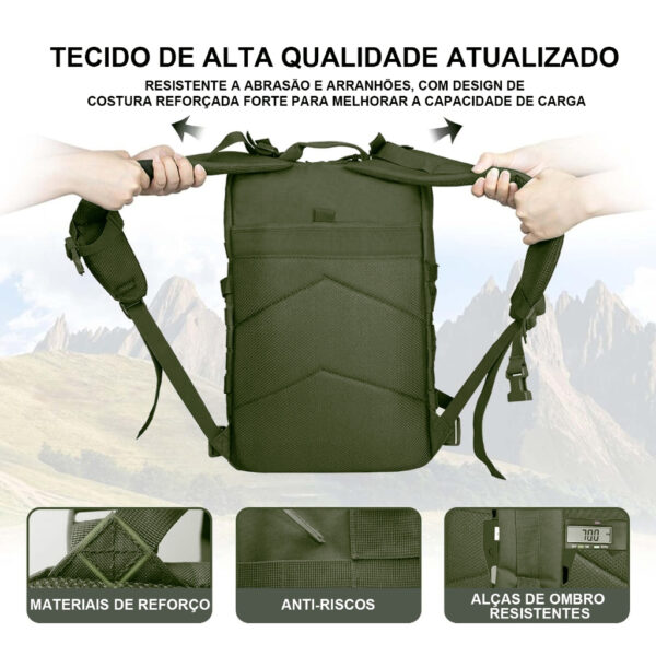 Mochila Militar Tática Impermeável + Patch Preto QUEBOM - Imagem 2