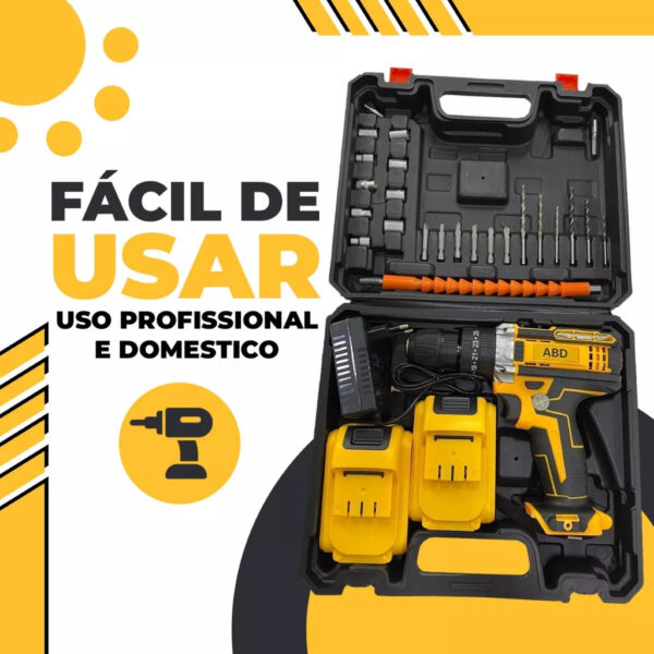 Kit Completo 21V Parafusadeira/ Furadeira 2 Baterias Com Maleta - Imagem 3