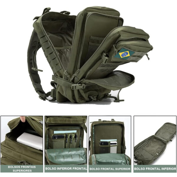 Mochila Militar Tática Impermeável + Patch Preto QUEBOM - Imagem 3