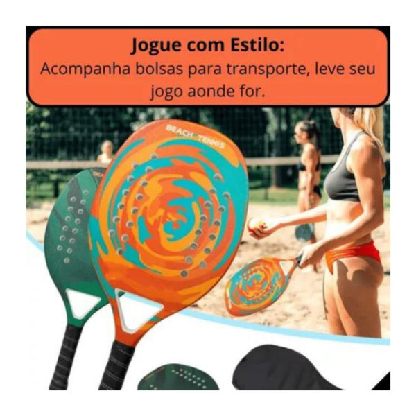 Raquete De Beach Tennis Camewin Profissional Com Bolsa Em Carbono e Fibra Vidro - Imagem 3