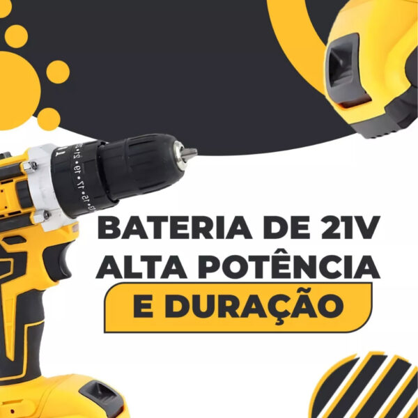 Kit Completo 21V Parafusadeira/ Furadeira 2 Baterias Com Maleta - Imagem 4