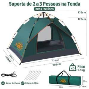 Barraca à Prova D'agua P/ Acampamento ou Praia até 3 Pessoas
