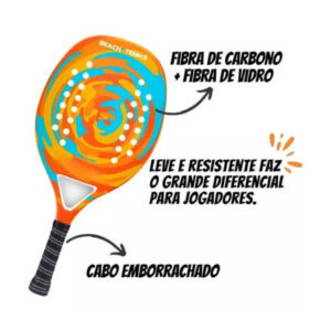 Raquete De Beach Tennis Camewin Profissional Com Bolsa Em Carbono e Fibra Vidro